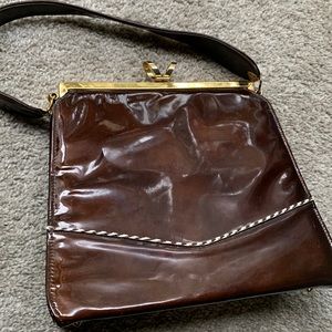 Vintage Brown Patent Leather Purse